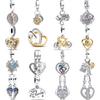 100% 925 Sterling Copper Friendship Heart Family Friends Pendant Dangle Charm Beads Fit Original Pantaro Bracelet DIY Zircon
