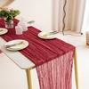 Elegant Bohemian Ruffled Table Runner Wedding Birthday Party Decor - Cotton Blend 90x180cm