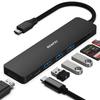 BENFEI USB C Hub USB C Hub Multiport To HDMI To Card PD 60W Charging Power Delivery Thunderbolt Compatible with iPhone 15 MacBook iPad Black 7in1,