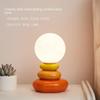 Cream Stacked Stone Table Lamp Bedroom Decoration Creative and Romantic Atmosphere Lamp Simple High-end Sense Small Night Lamp