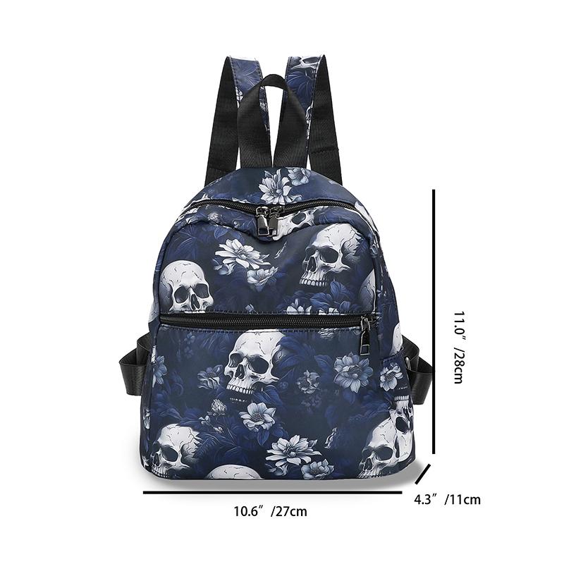 Ghost Skull Print Backpack Computer Laptop Shoulder Bag Halloween Oxford School Bag for Women GirlsTravel Daypack KTY