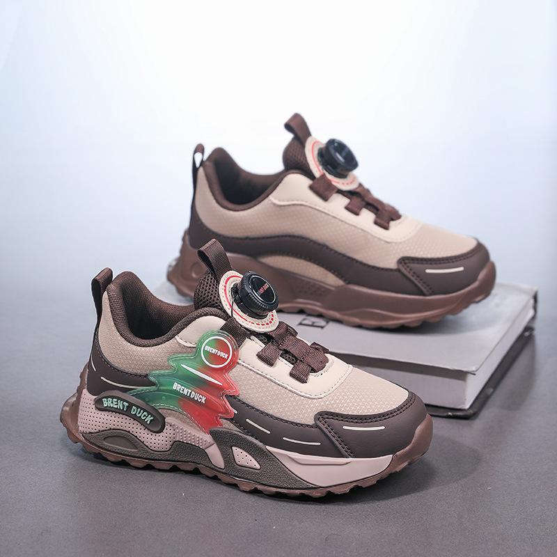 Водонепроницаемые кожаные кроссовки для бега для мальчиков, Осень 2025 - Удобная и модная спортивная обувь для детей среднего и старшего возраста