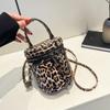 Женские сумки через плечо с леопардовым принтом в стиле ретро, модная сумка-ведро, сумка через плечо для женщин, дизайнерская сумка, кошелек и сумки