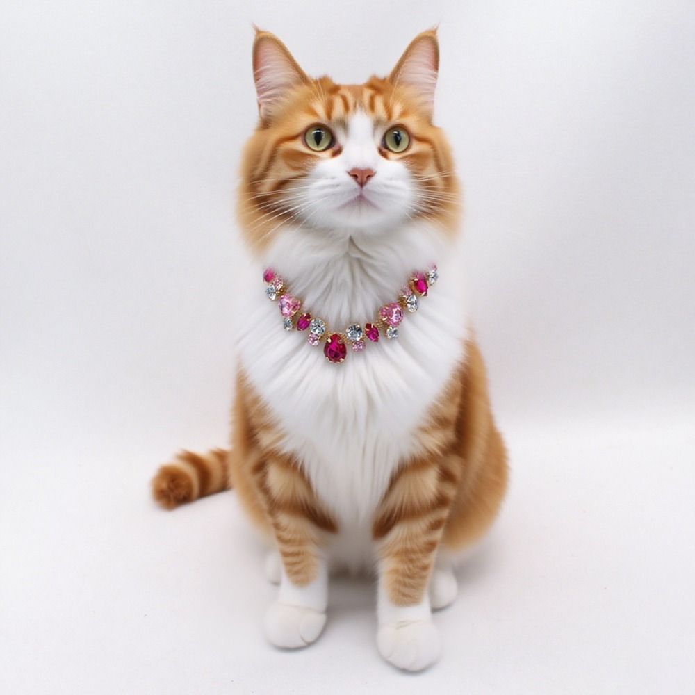 Stainless Steel Pet Necklace Adjustable Dog Collar Luxury Diamond Collar For Cats