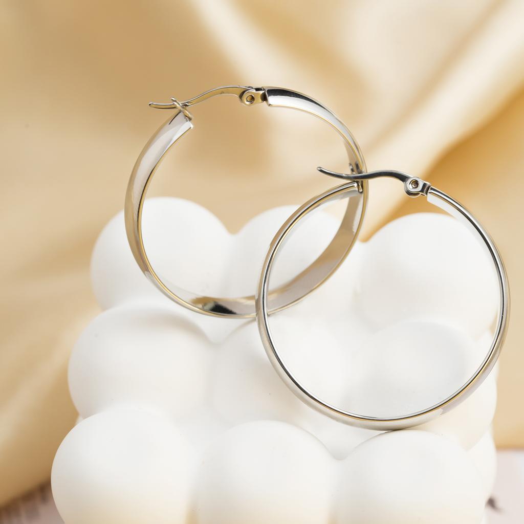 UHBINYCA Классические круглые женские серьги из нержавеющей стали, гладкие увеличенные украшения из нержавеющей стали