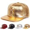 Unisex Cross Label Python Patterned Leather Hip-hop Hat Spring Autumn Outdoor Adjustable Baseball Sunscreen Cap
