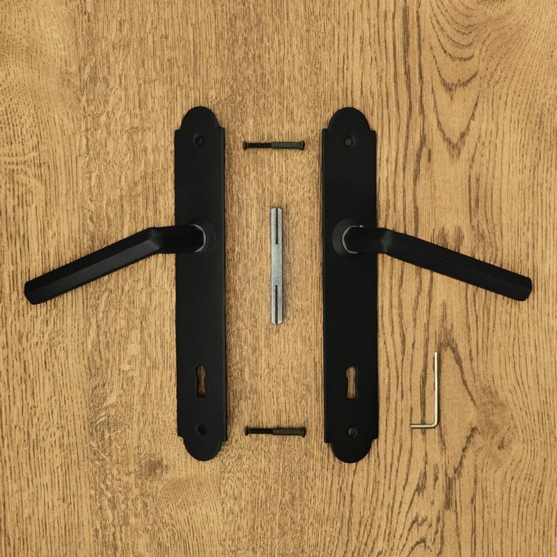 ALBA door handle with key plate 90mm BLACK
