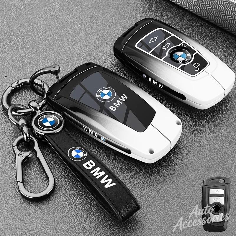 LLIT4 Metal Leather Car Key Case Cover Full Protection Shell For BMW 3 5 7 2 4 Series M Power X1 X2 X3 X4 X5 X6 X7 Keyring Accessories