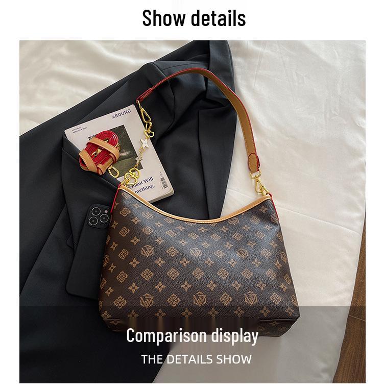 Осень 2025 Высококлассная европейская и американская модная сумка-тоут: Большая вместительность, Повседневная сумка под мышку для поездок на работу, На одно плечо и через плечо.