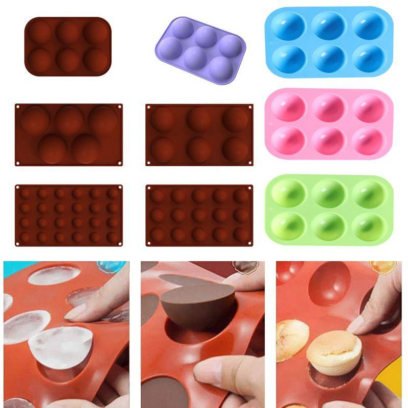 3D Половина 561524 отверстия Шар Полукруглый Силиконовая форма для шоколада Форма для выпечки торта