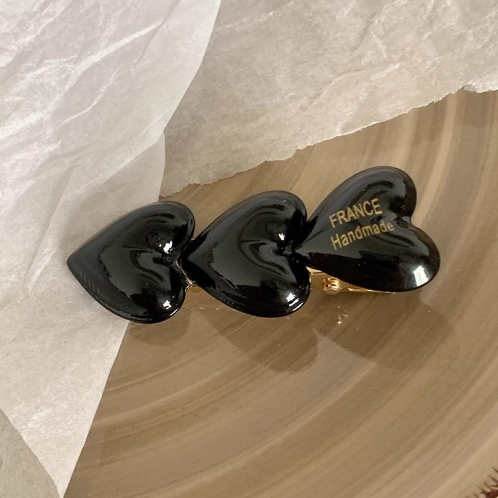 Wine Red Hair Clip Peach Heart Girls Hairpins Fashion Duckbill Clip for Women Girls