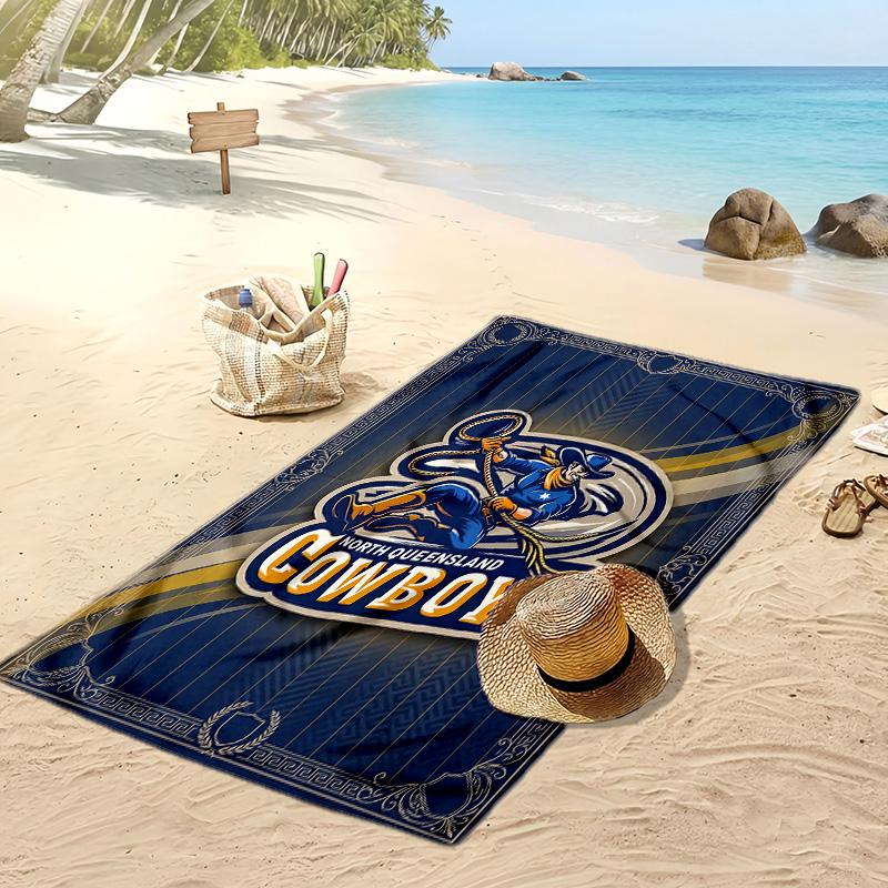 Пляжное полотенце с принтом North Queensland Cowboys Мягкое Портативное Быстросохнущее?Сухое полотенце для бассейна, летнего отпуска, активного отдыха на природе