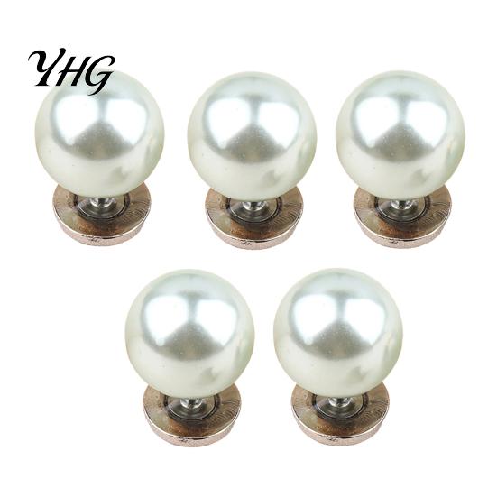 Quick Fix Buttons for Sewing 5Pcs Fake Pearl Clothing, Removable Decorative Brooch Pins, No Clothes Fixing Clips Necklines Sew Safety Pins Shirt