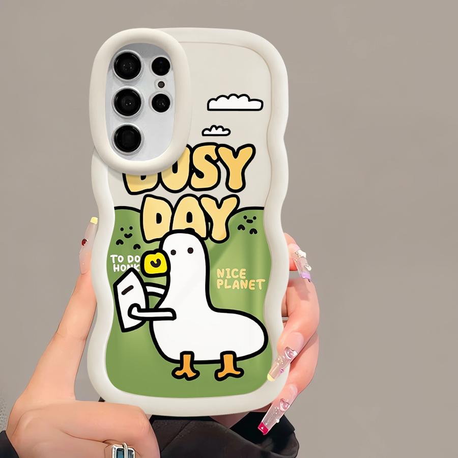 Мультяшная утка Мягкий чехол-бампер для телефона для Samsung Galaxy S20 FE A26 S23 Plus A25 S22 Ultra S25 S21 S24 A24 A35 A55 A54 A36 A34