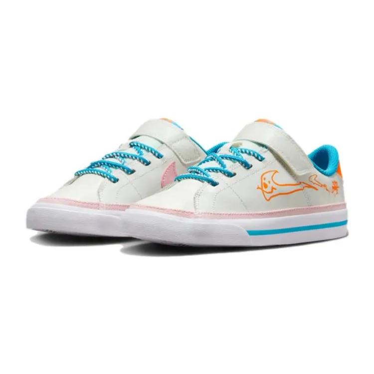 Nike Court Legacy PreSchool 'Wild Free' (Unisex) Sail / Blue Lightning / White / Total Orange Kids' Skateboarding Shoes DZ2814 100