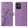 For Motorola Moto G75 5G Leather Case Butterfly Floral Imprint Wallet Stand Cover