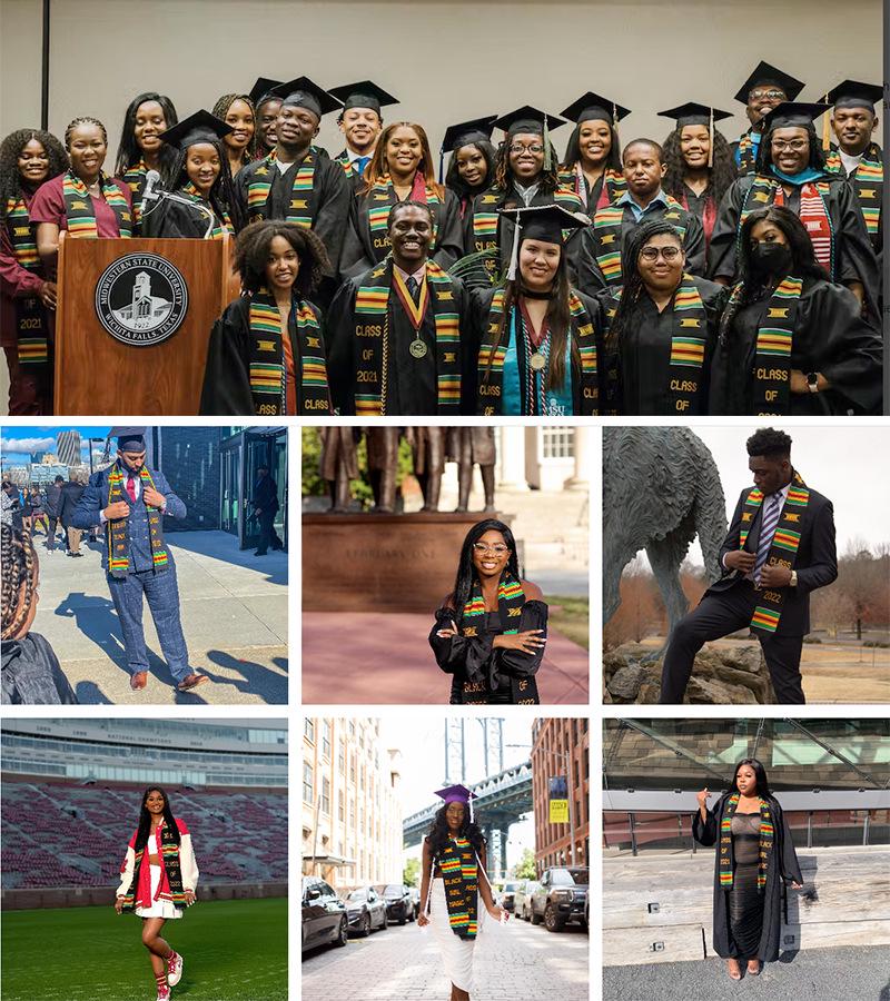 Черная атласная двухслойная выпускная стола с кисточками и логотипом для церемонии совершеннолетия