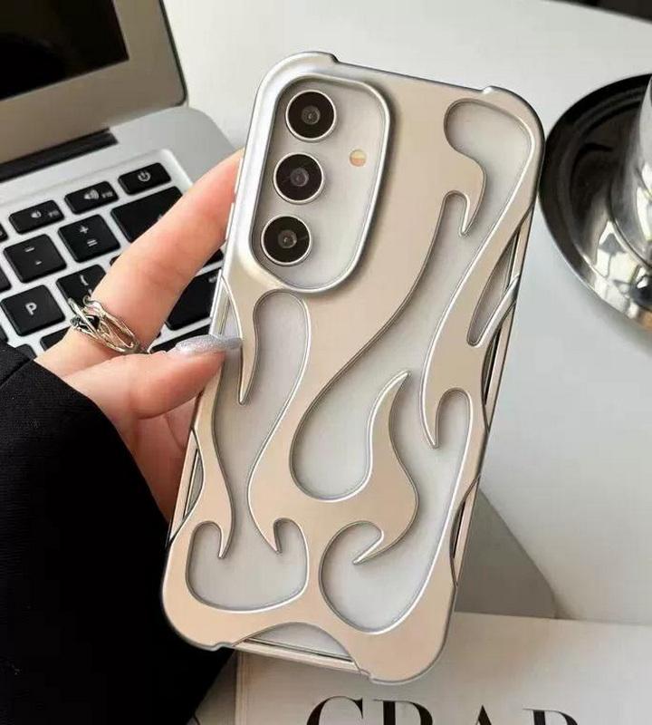 Модный мягкий чехол из ТПУ с узором в виде полого пламени для Samsung S25 Plud S24 Ultra S23 S22 A16 A06 A55 A15 A14 A54, матовый глянцевый ударопрочный тонкий чехол для телефона