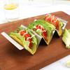 Stainless Steel Taco Holder Stand Reversible Holds 3 or 2 Tortillas Stackable Rack for Easy Storage Triangular Interior Prevents Spills Non-Stick
