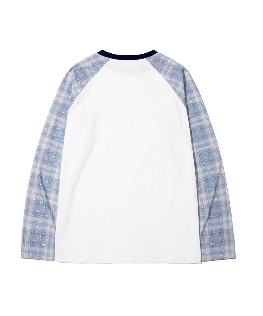 ESCAPEFROM Heart Logo Dot And Logo Play Check Full Print Long Sleeve Blue