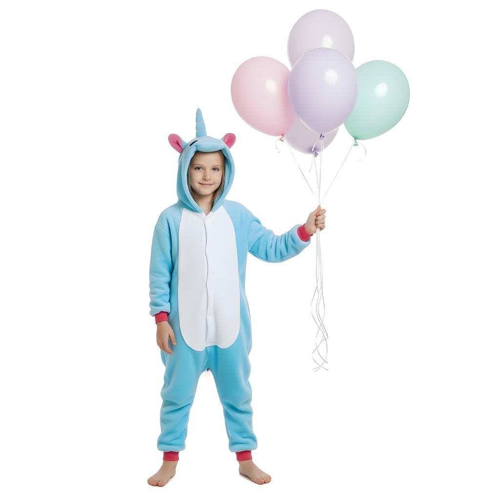 Piżama Onesie Kigurumi Kostium Lazurowy Jednorożec Dzieci 105 - 115Cm
