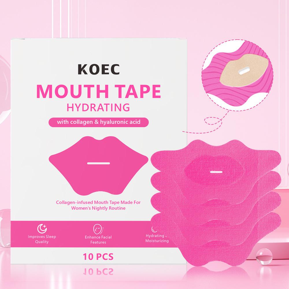 KOEC Hydrating Sleep Mouth Tape 10pc Lip Patch for Moisture Lock, Breathable Nighttime Lip Care