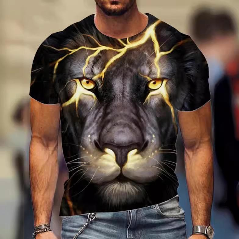 Мужская футболка с 3d принтом волка, свободная повседневная молодежная модная модная футболка с коротким рукавом с круглым вырезом