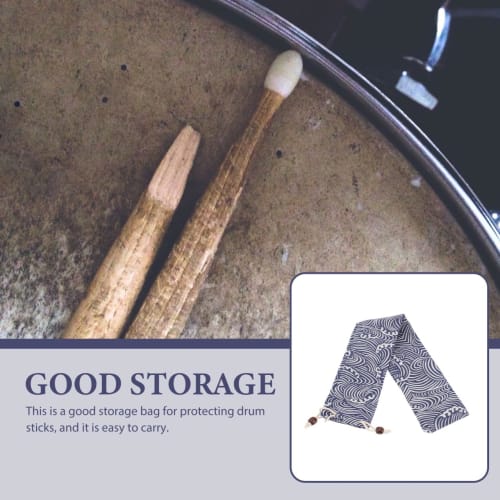 Ibasenice Drumstick Case, Stylish and Cute Drawstring Pouch, Drumstick Storage, Japanese Wave Design, Compact