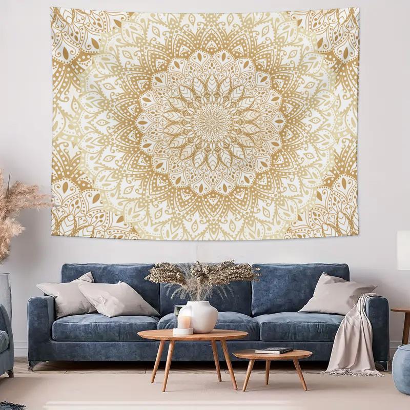 Golden Mandala Pattern Decorative Hanging Cloth Bedroom Wall Decorative Tapestry