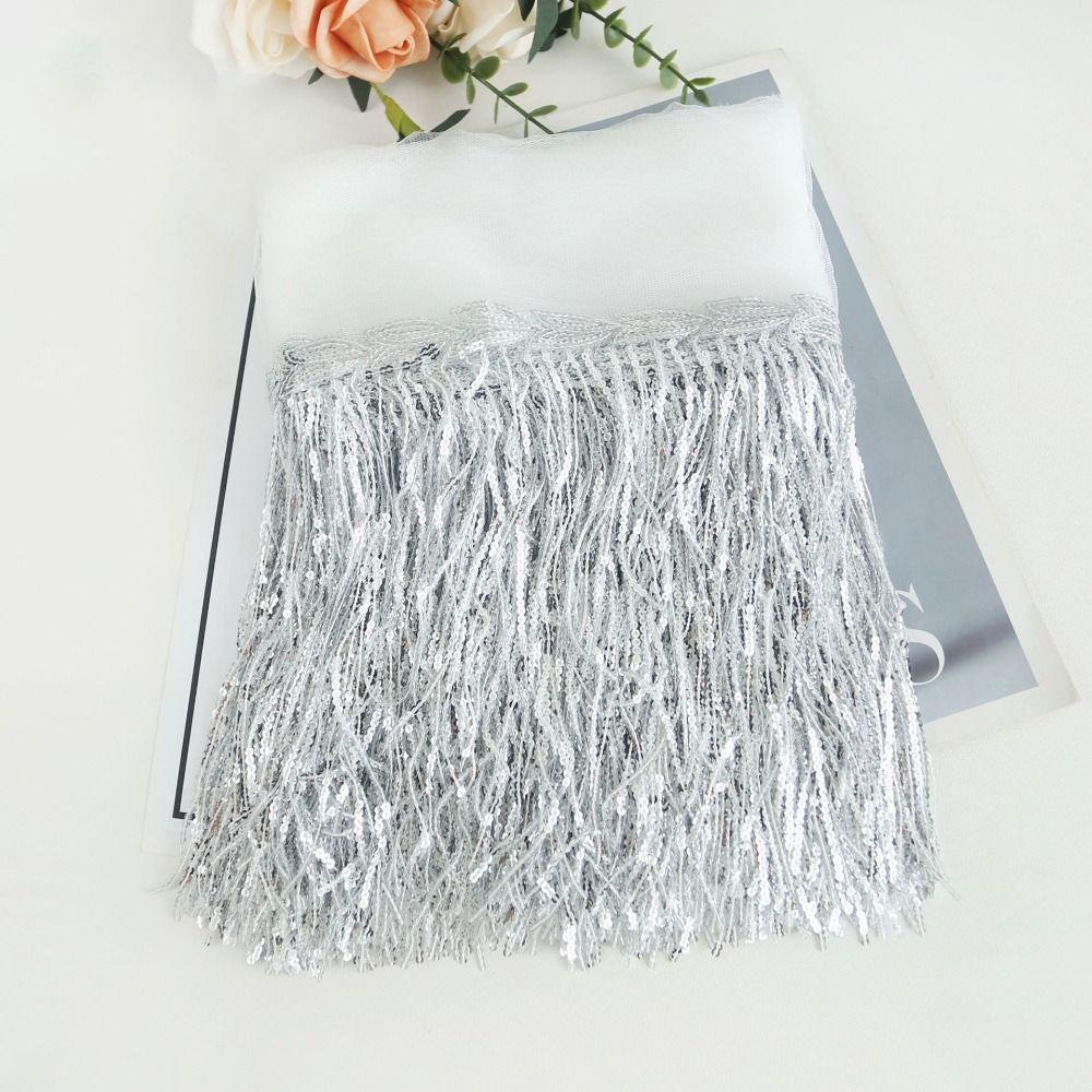 10 Yards 20cm Width Sequin Tassel Fringe DIY Accessories Decorative Trimmings  Dress Trimming