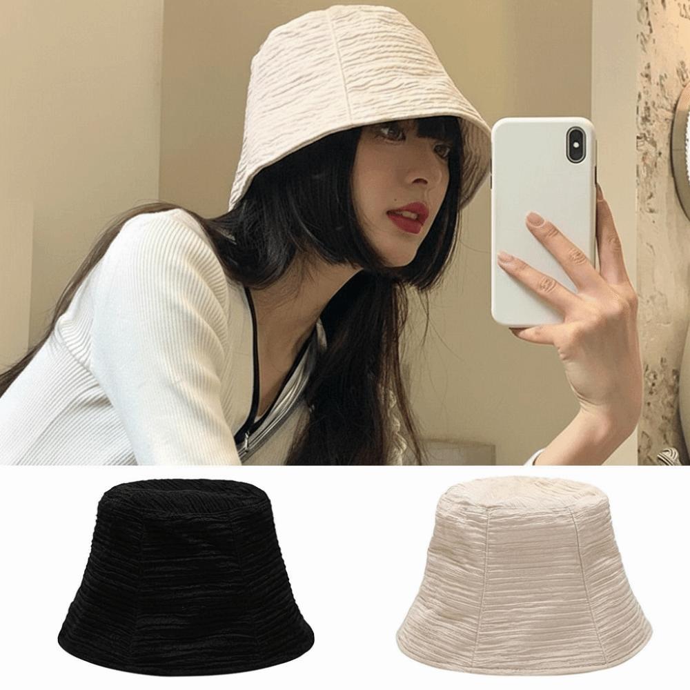 Solid Color Bucket Hat Chiffon Fabric Basin Cap Japanese-Style Fisherman Hat Summer