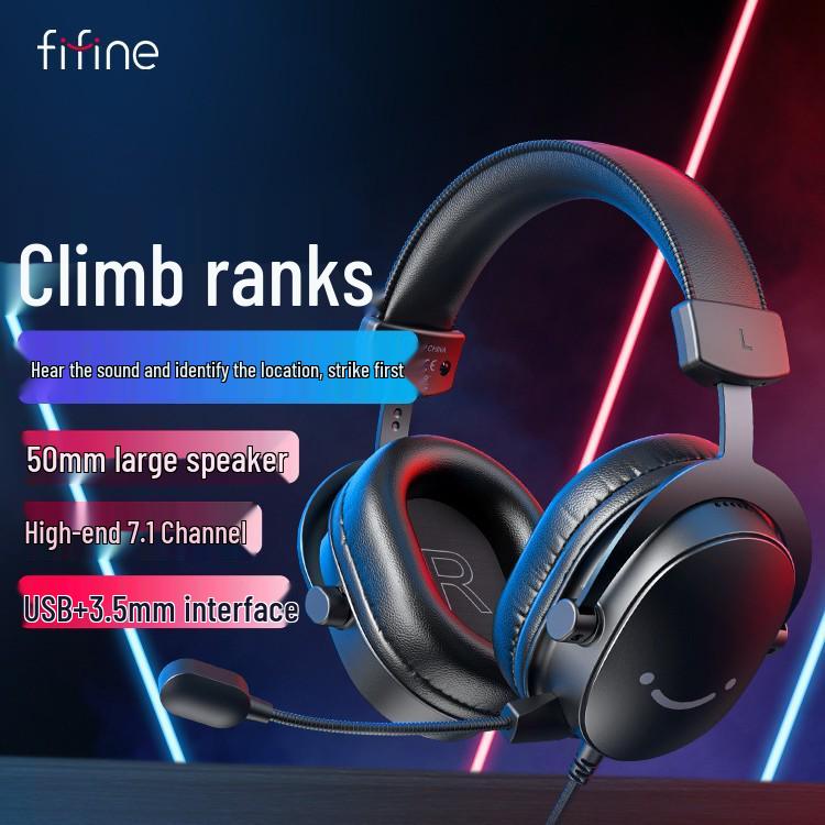 Игровая гарнитура FIFINE H9 с объемным звуком 7.1, USB и 3,5 мм проводным управлением для ПК/настольного компьютера.