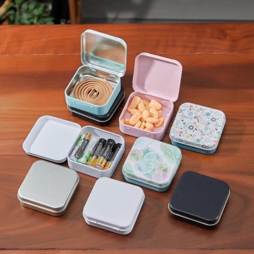 Square Shape Candy Storage Box Metal Material Flip Storage Box Mini Sealed Jars for Candy Storage
