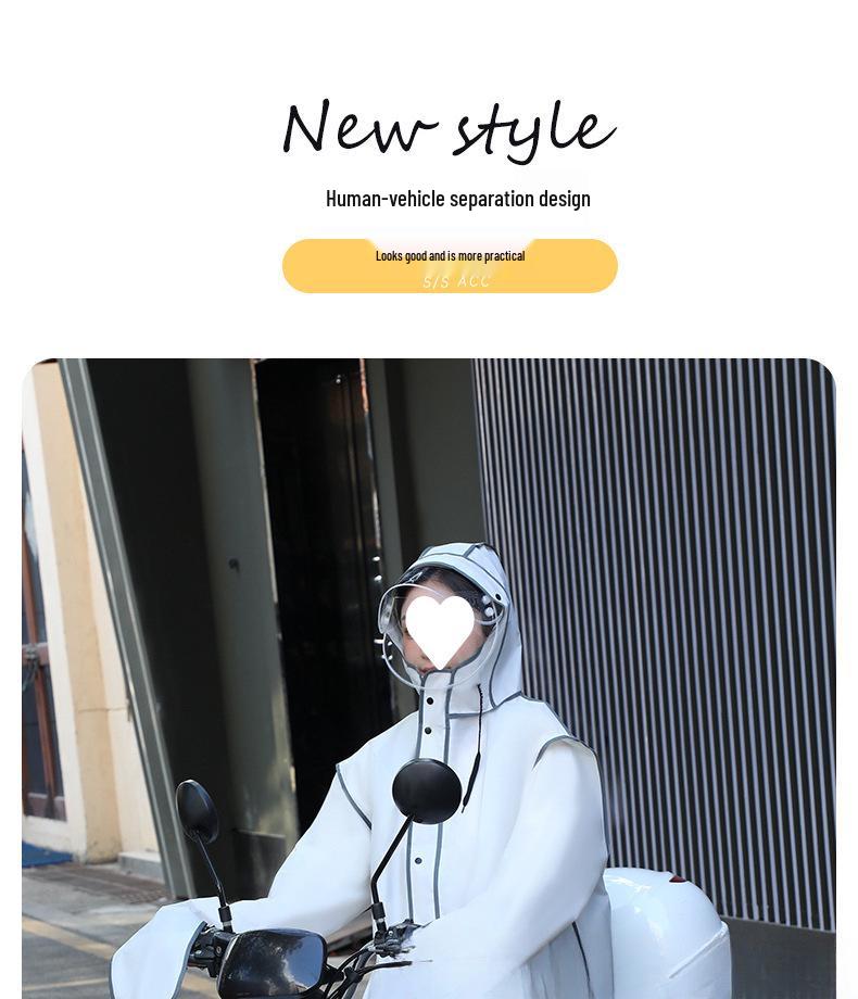 Полный водонепроницаемый пончо для взрослых - Унисекс дождевик для езды на электромобиле или велосипеде