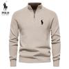 Ralph Lauren Осень и Зима Вышивка Новый Мужской Полуоткрытый Свитер Мужской С Длинным Рукавом Воротник-стойка Однотонный Универсальный Повседневный Топ