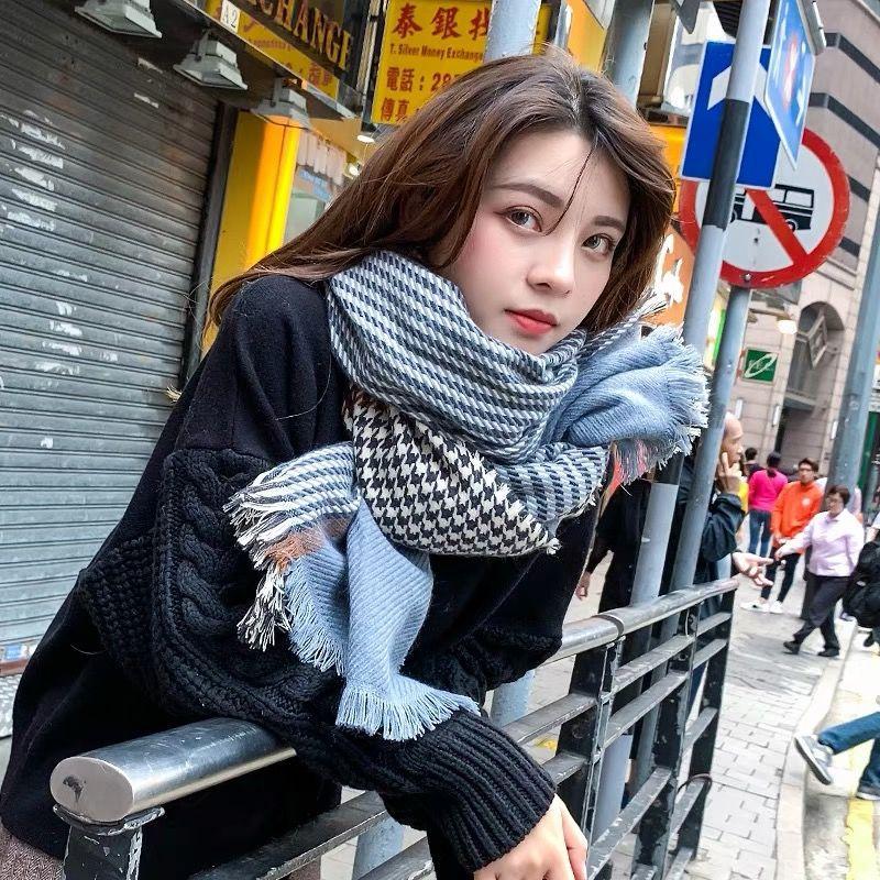 Scarf Women's Winter Christmas Imitation Cashmere Double Sided Red Plaid Scarf Scarf Shawl Thick Warm Green Student