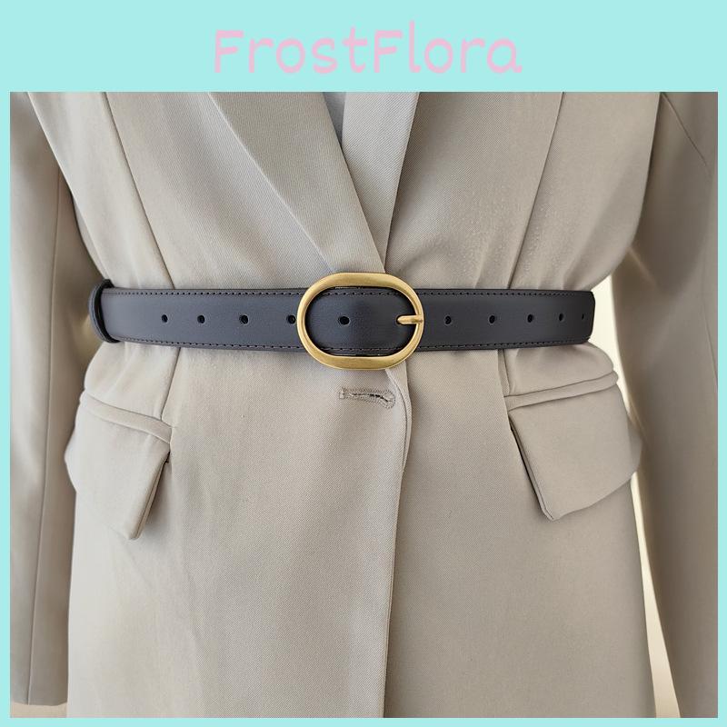 Womens Vintage Style Waist Belt Elliptical Metal Buckle Dress Belt Shapewear