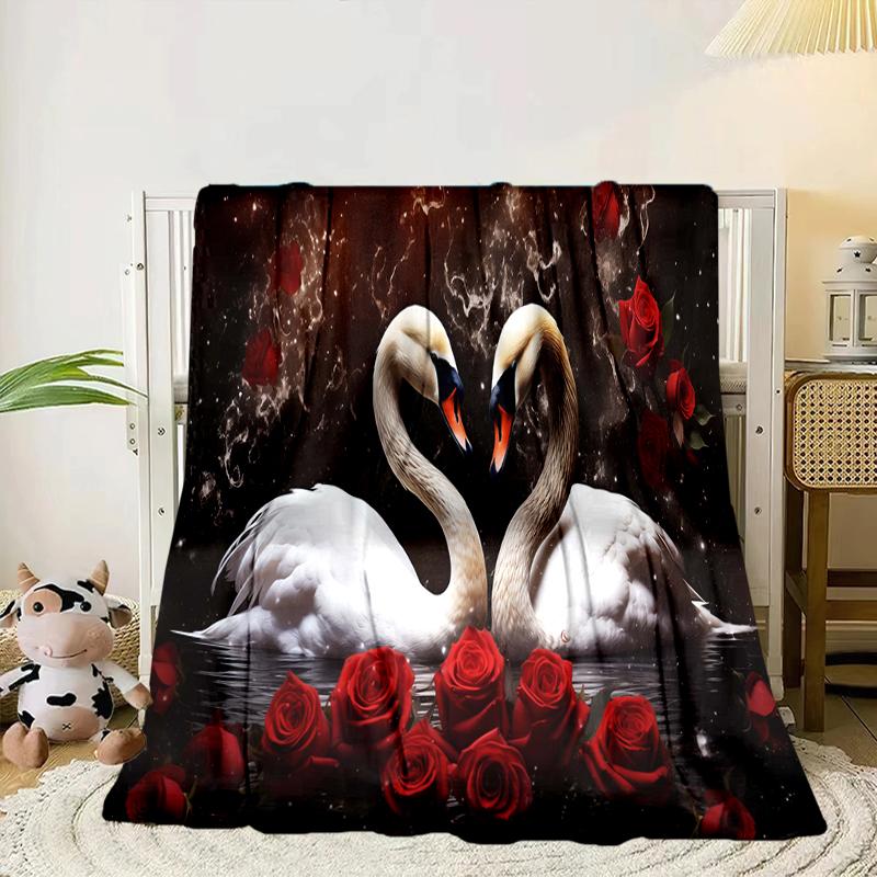 Swan And Lotus Fantasy Blanket Flannel Blanket Throw Blanket Sofa Cover Blanket Soft Premium Blanket Picnic Blanket Tv Blanket Gifts