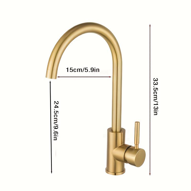 1Set of Brushed Golden Light Luxury Hot and Cold Dual Control Kitchen Sink Faucet, 360-Degree Rotating Faucet, Suitable for Kitchen Sinks