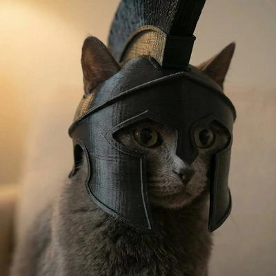 Creative Cat Spartan Ornament Collection COS Armored Odyssey Helmet 3D Printing Funny Pet