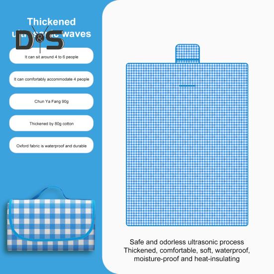 Плед для пикника с толстым хлопковым наполнителем, водонепроницаемый, легко моется, многоцелевой пляжный коврик, складной коврик для пикника с ручкой