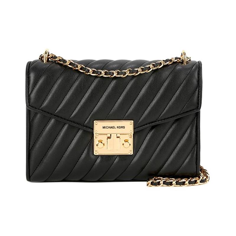 Michael Kors Розовая цепочка Стеганая Маленькая Кожаная Сумка через плечо для аромата Средняя Женская Черная