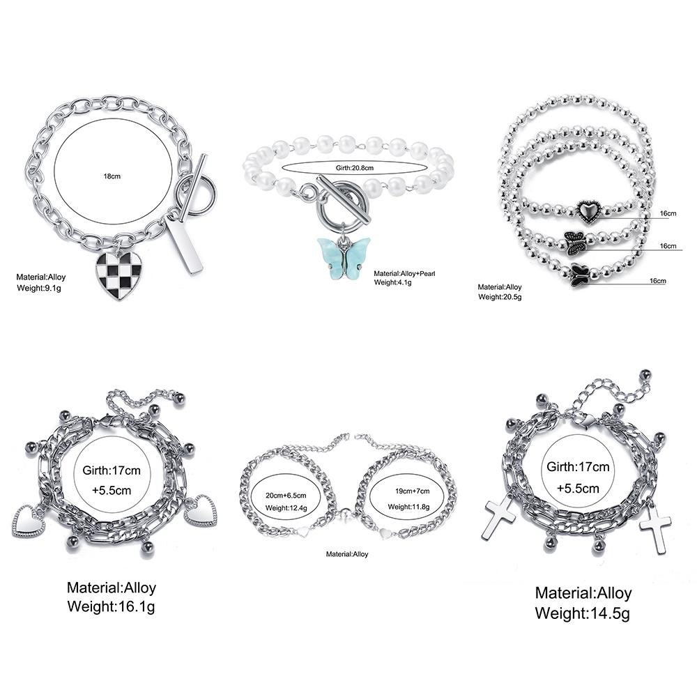iF ME Женский браслет в стиле панк с серебряным сердечком, модный кулон, многослойные браслеты, ювелирные аксессуары, подарок
