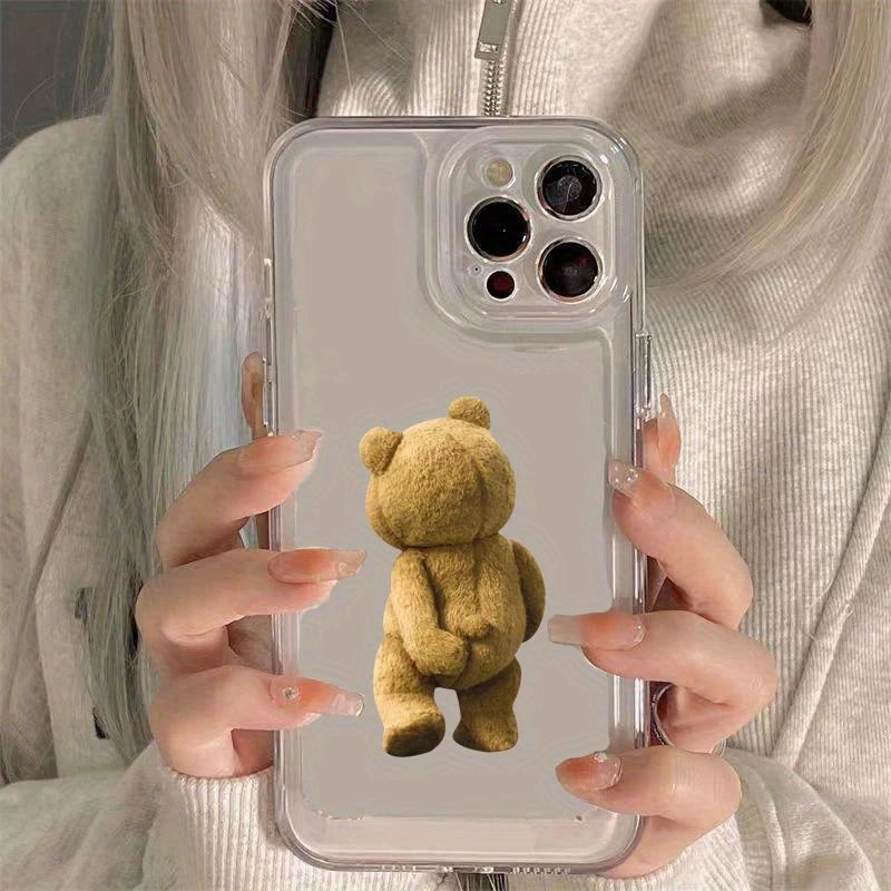Мультяшный плюшевый мишка, противоударный чехол для iPhone 17 16 15 14 13 12 11 Pro/Max/Plus, противоударная задняя крышка
