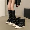 Flats Women Ankle Boots Pointed Toe Leather Fashion Winter Shoes 2025 Trend Designer Gladiator Knee High