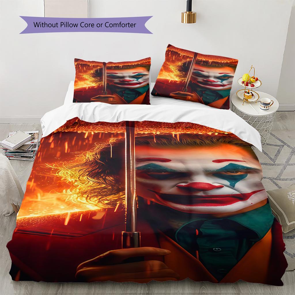 Joker Villain Bedding Quilt Set Quilt Cover Pillowcase Home Decoration Birthday Gift (1 * duvet cover + 2 * pillowcase, without core)