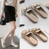 Half Slippers Women's One-pedal Low-heeled Summer Wear New Flat-bottomed Bow Non-slip Lazy Muller French Cool Slippers