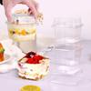 New 50Pcs Plastic Dessert Cups with Lids 8oz Reusable Cupcake Container Clear Square Single Dessert Box Sealed Cake Storage Box