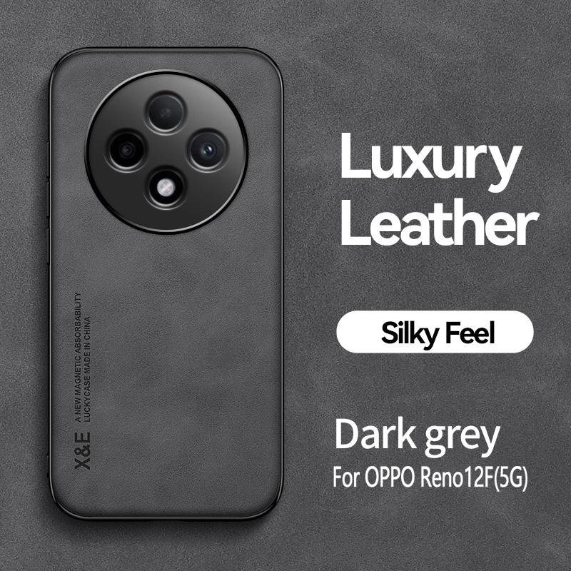 KEYSION Роскошный ретро-чехол из искусственной кожи для OPPO Reno12 F 5G, мягкий силиконовый + противоударный чехол для задней панели телефона из поликарбоната для OPPO Reno 12 F 12F 5G