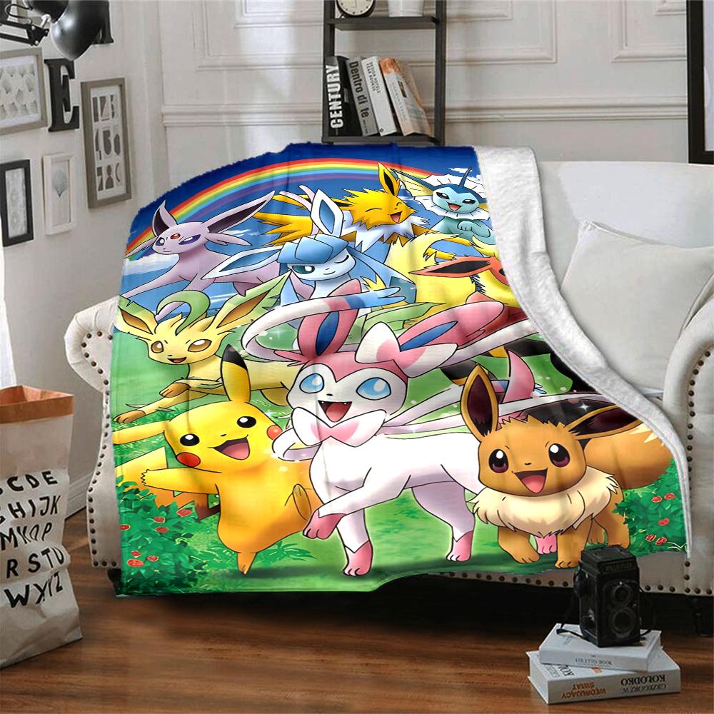 1Pc Eevee Family Adventure Blanket Soft And Comfortable Casual Warm Camping Travel Christmas Halloween Xmas Gift Em92844
